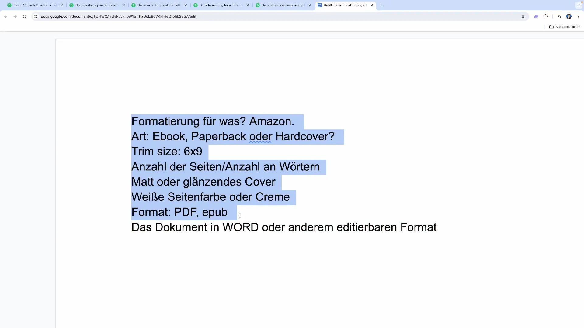 KDP i&ccedil;in E-Kitapların Profesyonel Formatlanması