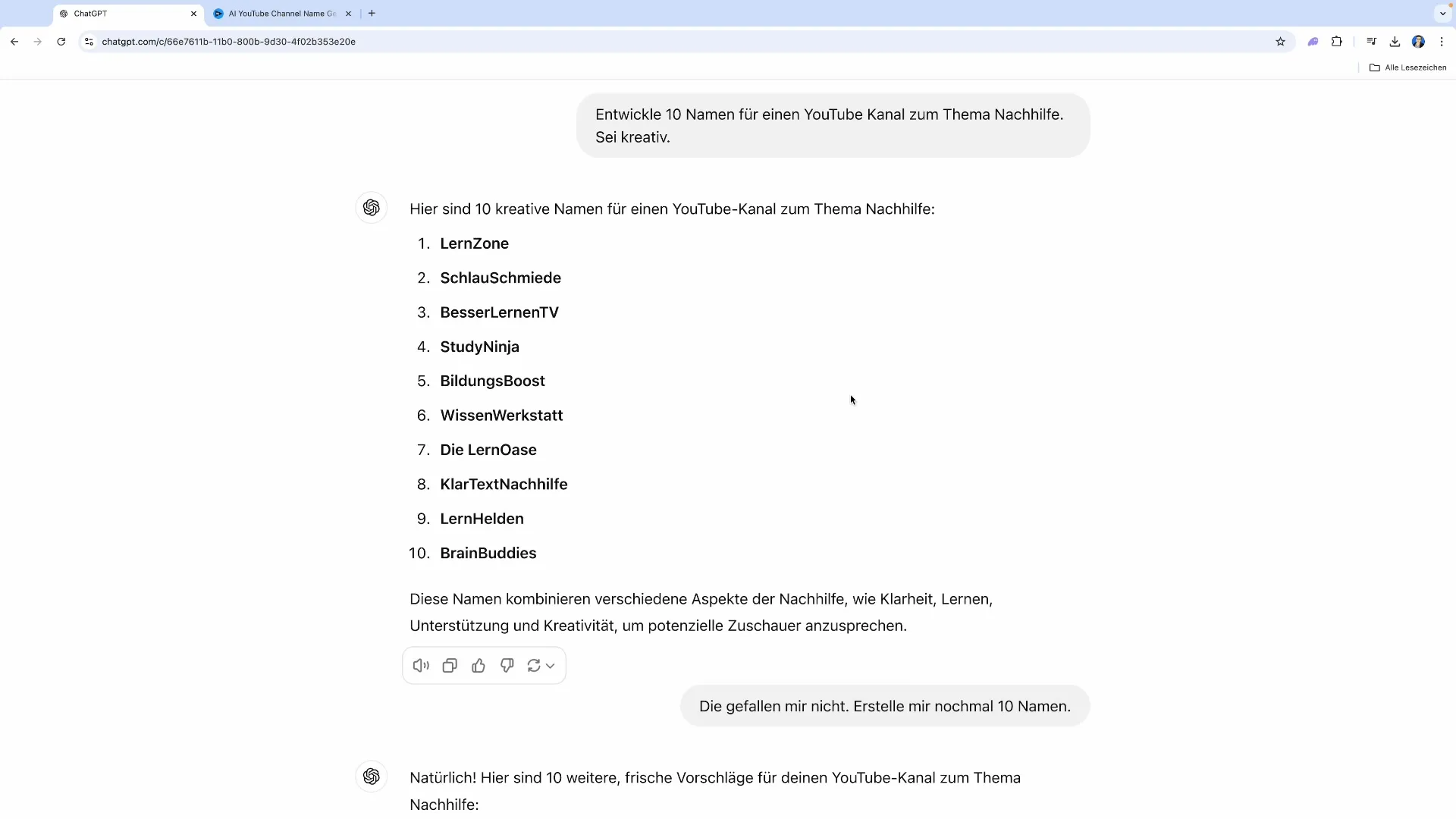 Creatieve kanaalnamen slim gegenereerd voor YouTube