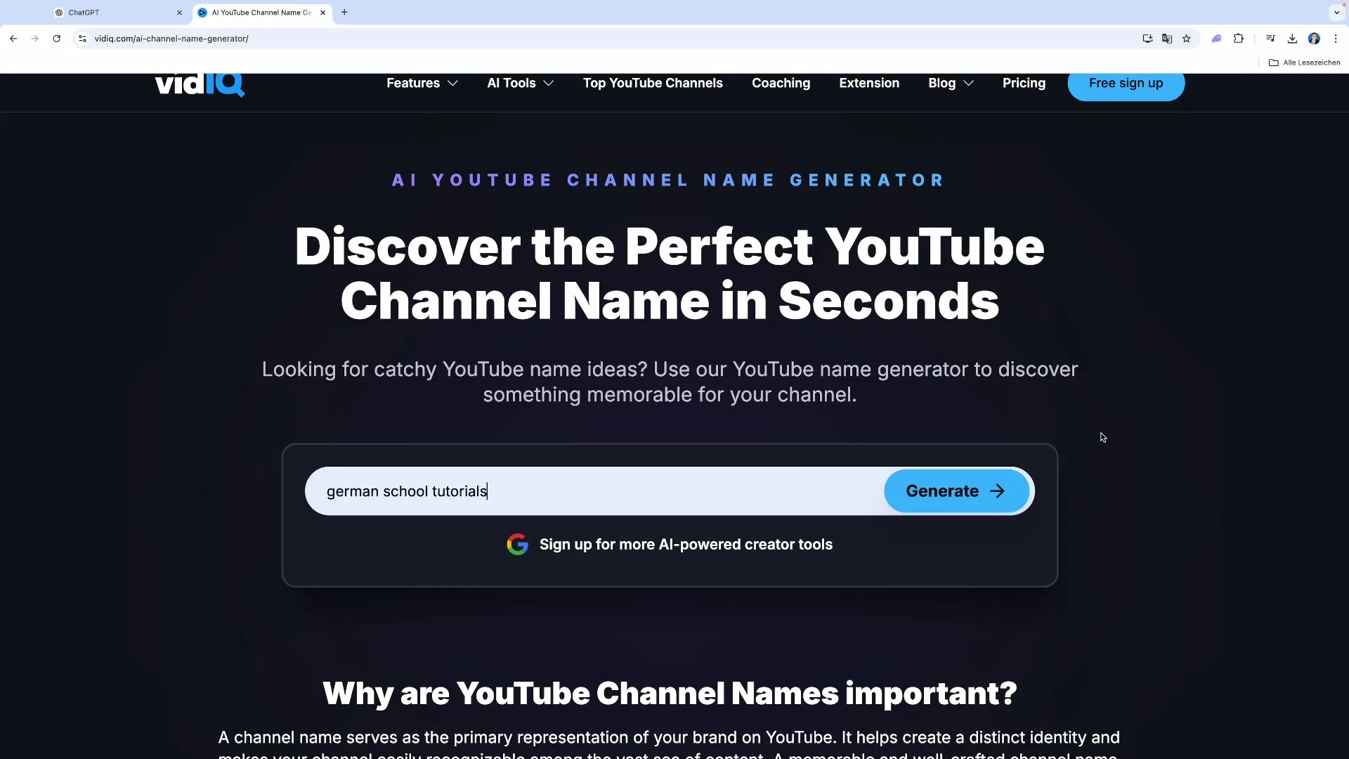Slim gegenereerde creatieve kanaalnamen voor YouTube