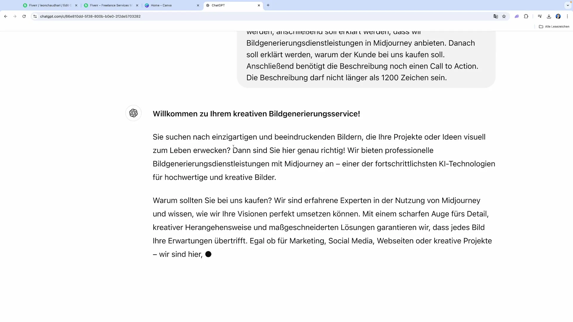 Crearea de descrieri convingătoare pentru gig-uri cu ChatGPT