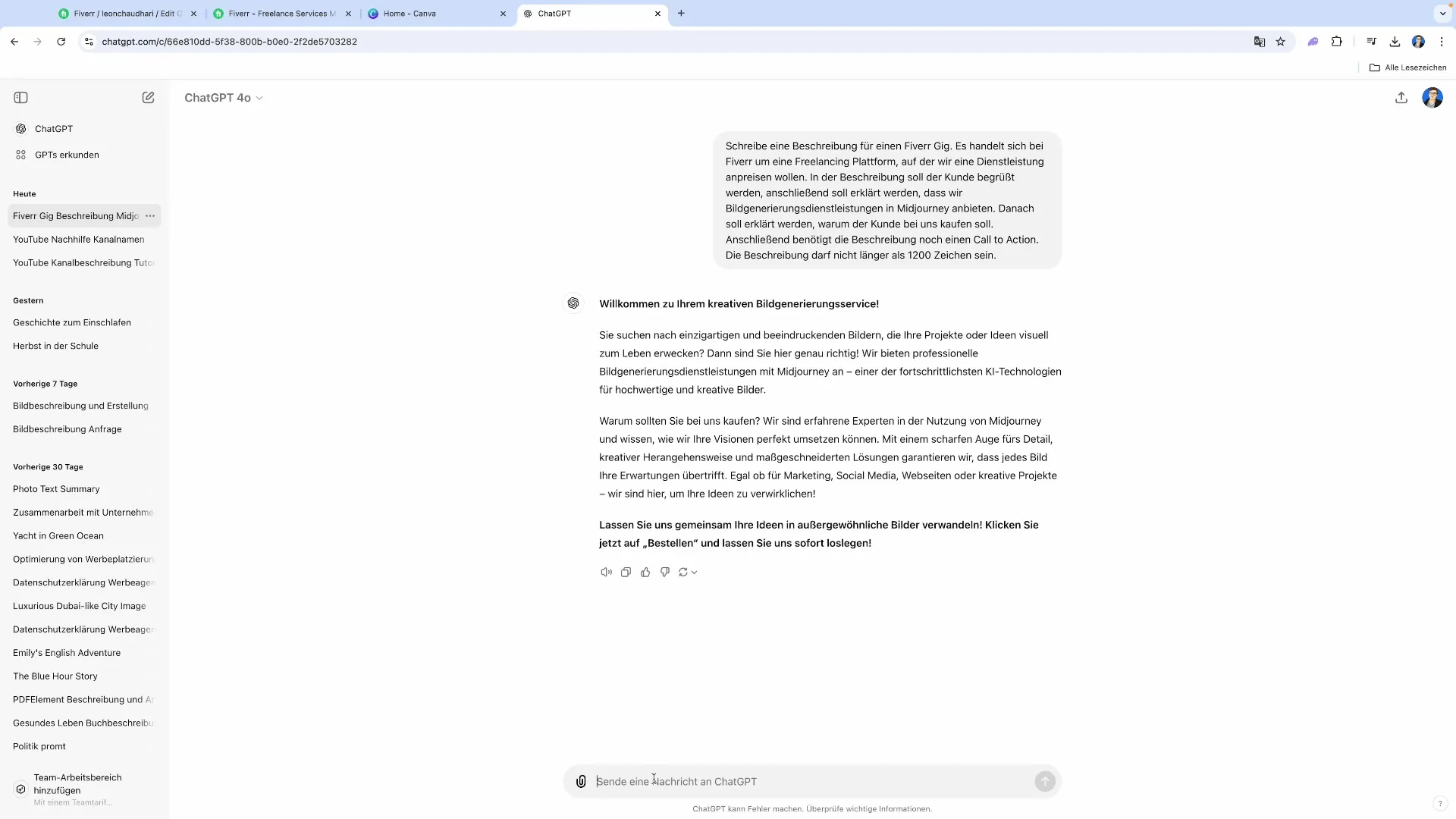 Crearea de descrieri de gig-uri convingătoare cu ChatGPT