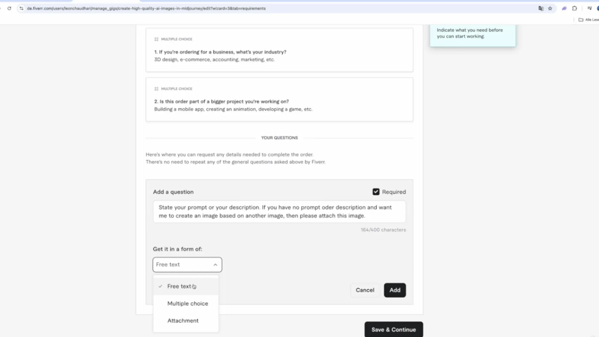 Persyaratan untuk menambahkan Gig kamu dengan efisien
