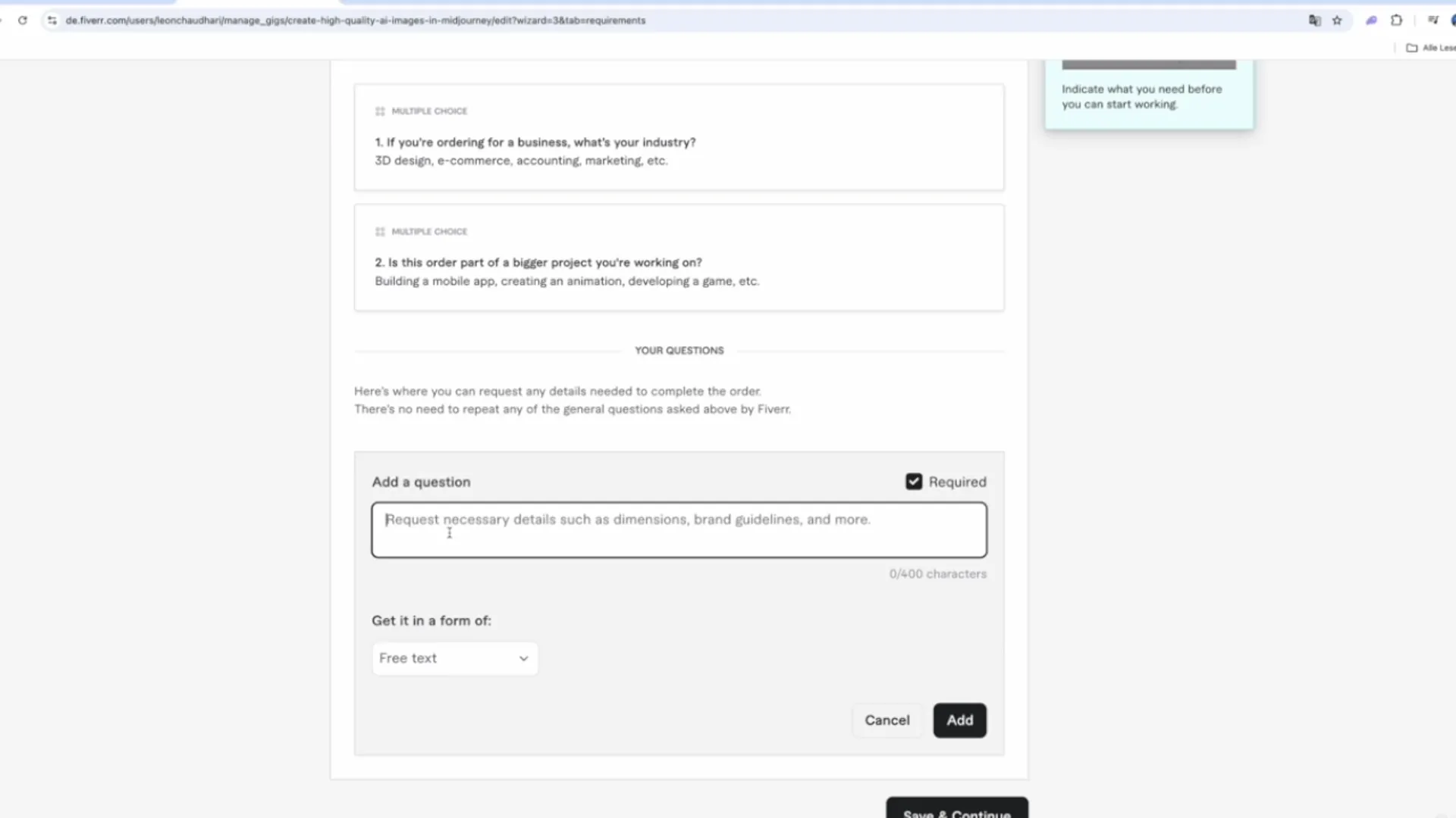 Persyaratan untuk menambahkan Gig kamu secara efisien