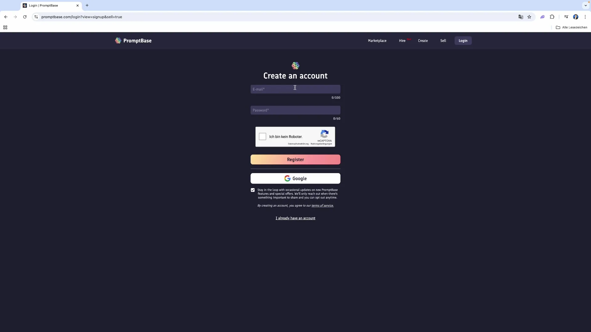 Schnelle Registrierung für dein PromptBase Konto Schnelle Registrierung für dein PromptBase Konto