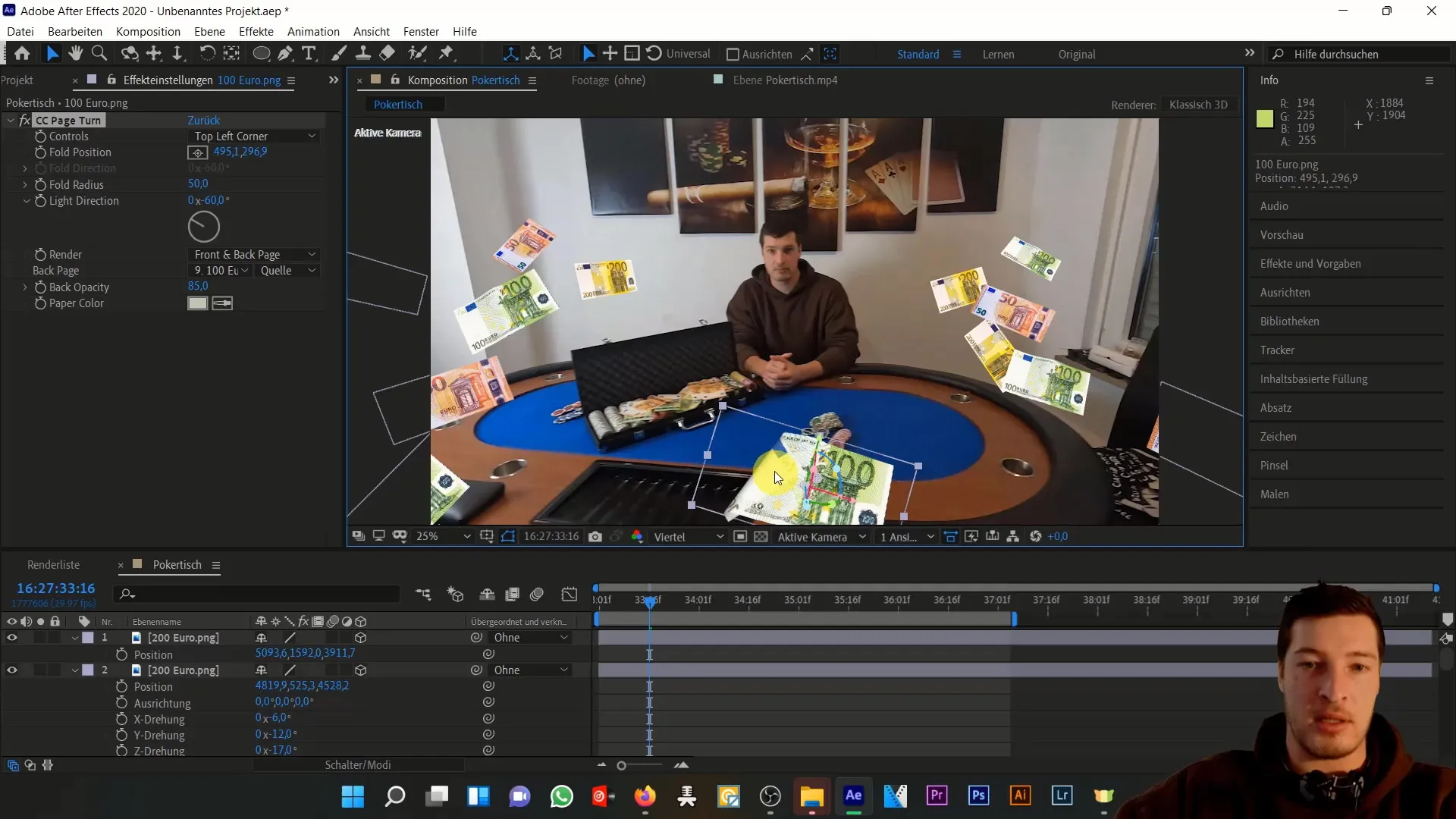 Geldscheine animieren in After Effects - 3D-Bewegungseffekte erstellen