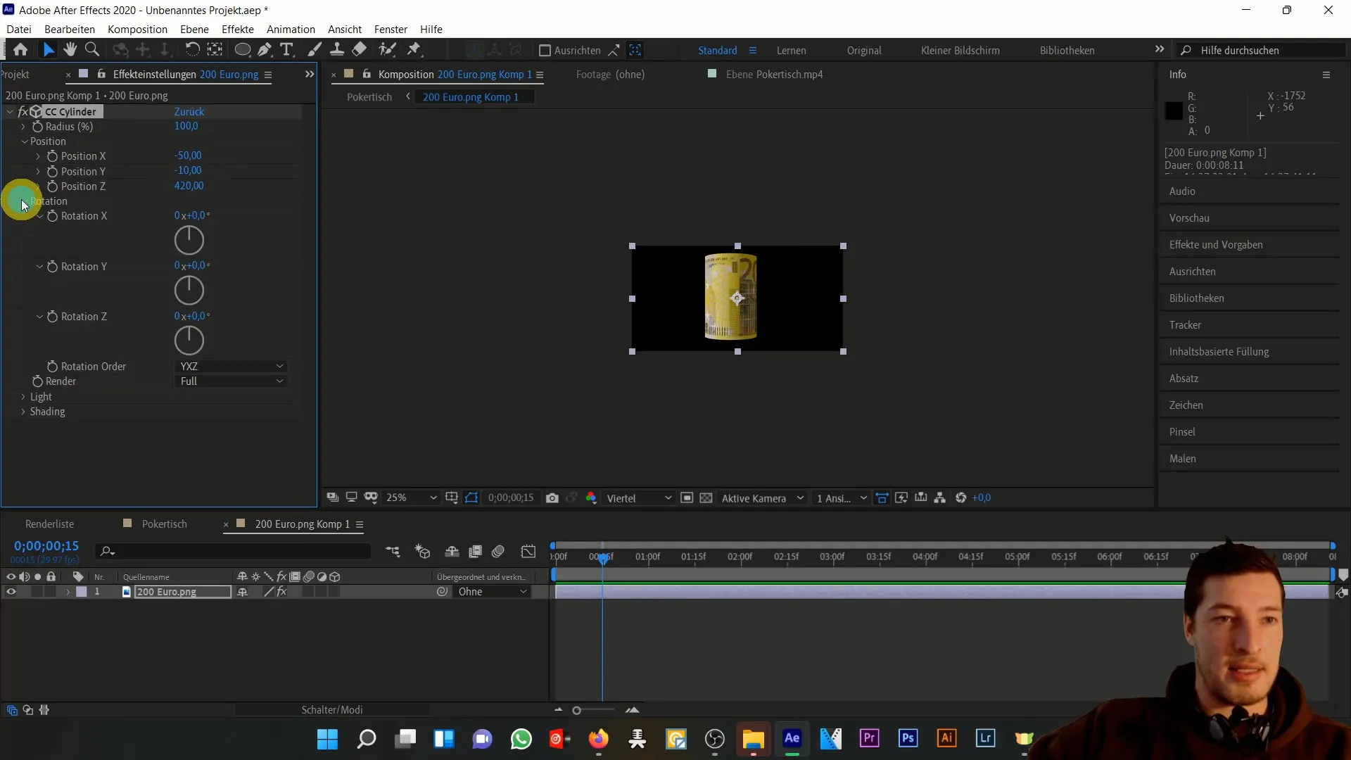 Geldscheine animieren in After Effects - 3D-Bewegungseffekte erstellen