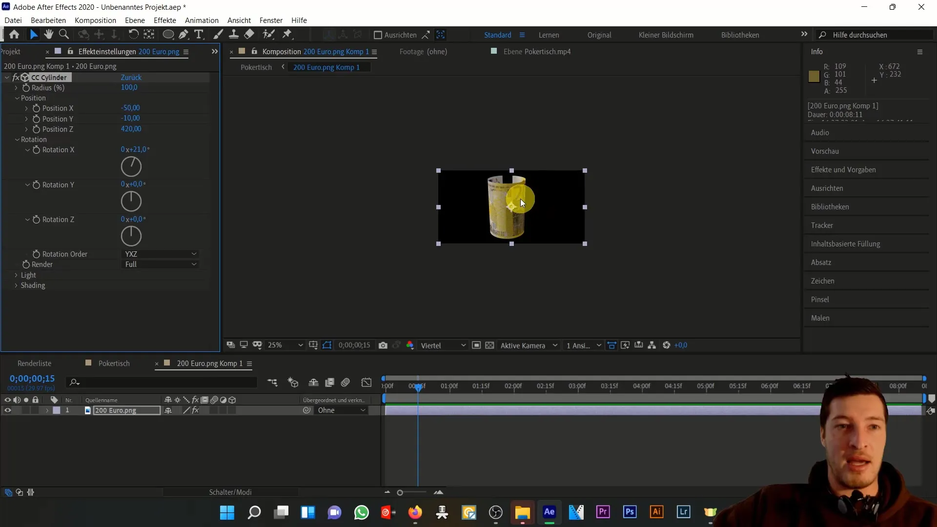 Geldscheine animieren in After Effects - 3D-Bewegungseffekte erstellen