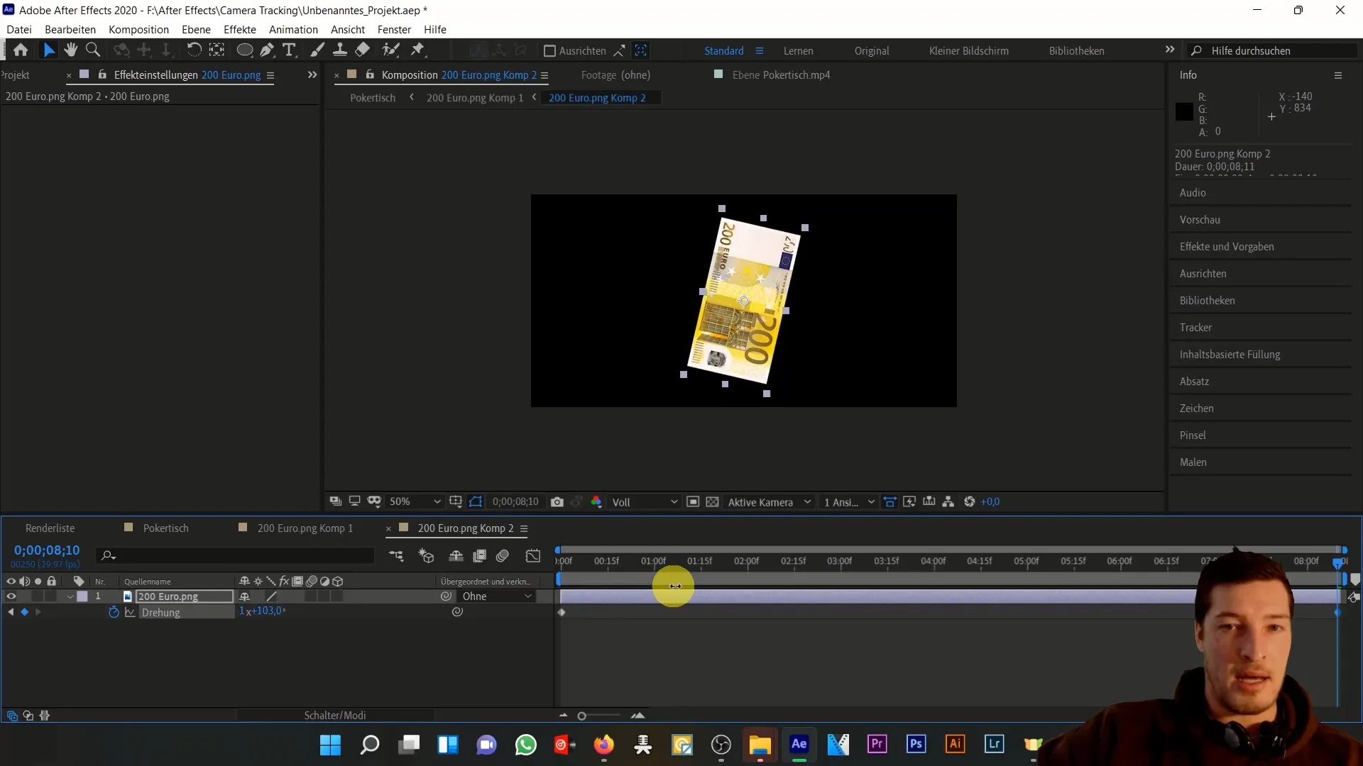 Geldscheine animieren in After Effects - 3D-Bewegungseffekte erstellen