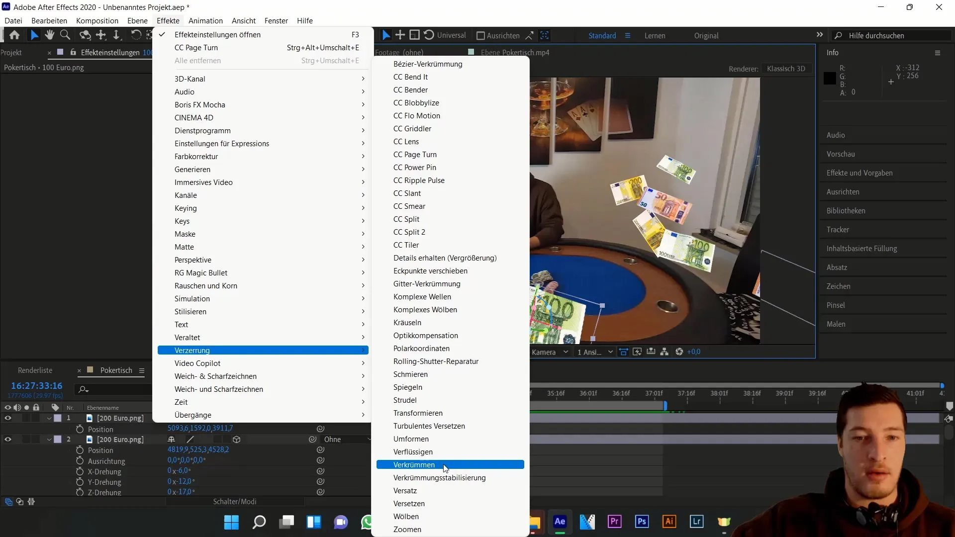 Geldscheine animieren in After Effects - 3D-Bewegungseffekte erstellen