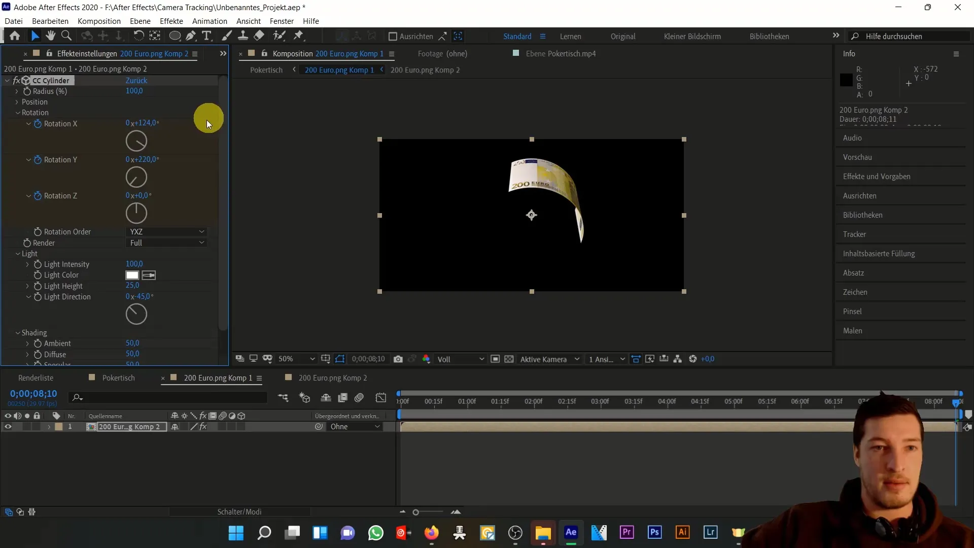 Geldscheine animieren in After Effects - 3D-Bewegungseffekte erstellen