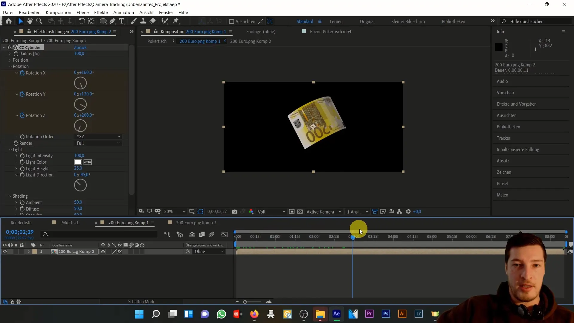 Geldscheine animieren in After Effects - 3D-Bewegungseffekte erstellen