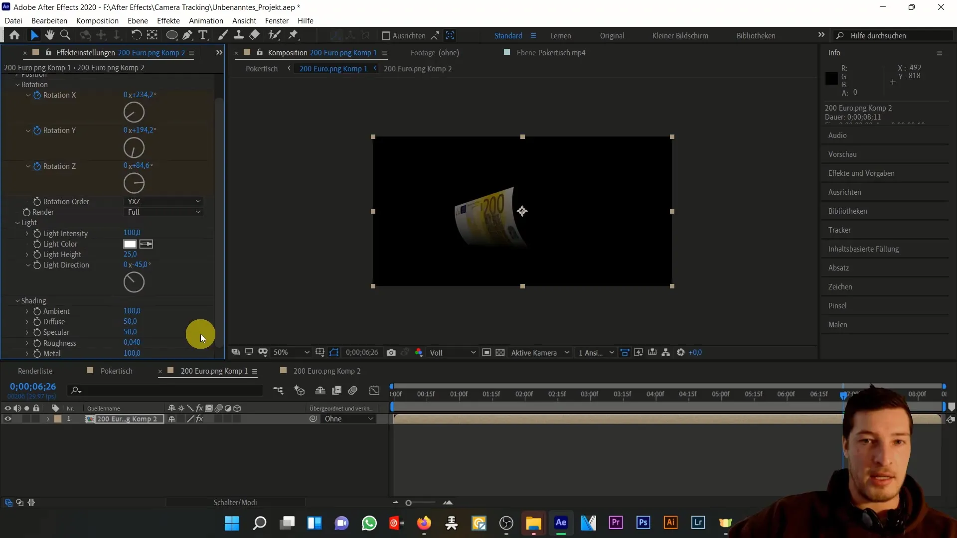 Geldscheine animieren in After Effects - 3D-Bewegungseffekte erstellen