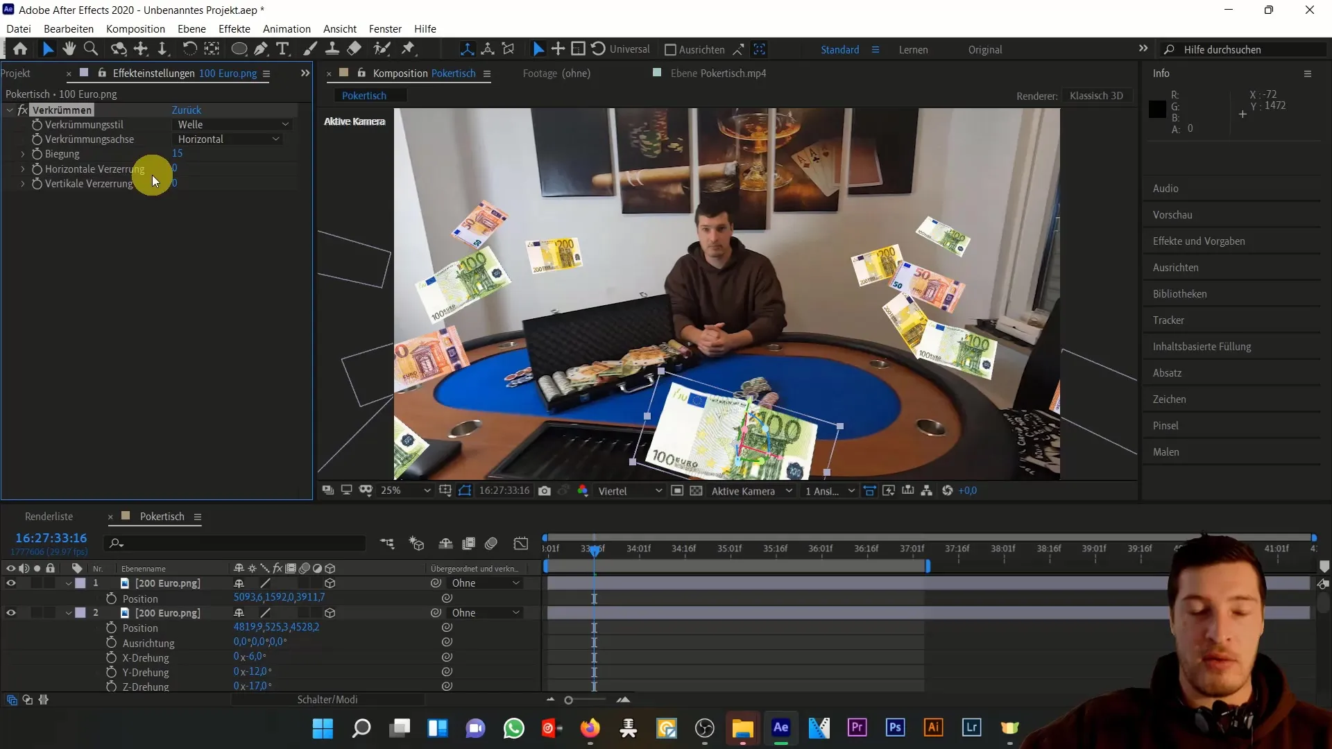 Geldscheine animieren in After Effects - 3D-Bewegungseffekte erstellen