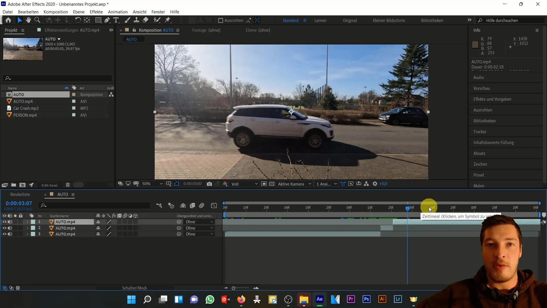 Autounfall simulieren in After Effects – Zeitverzerrung verstehen