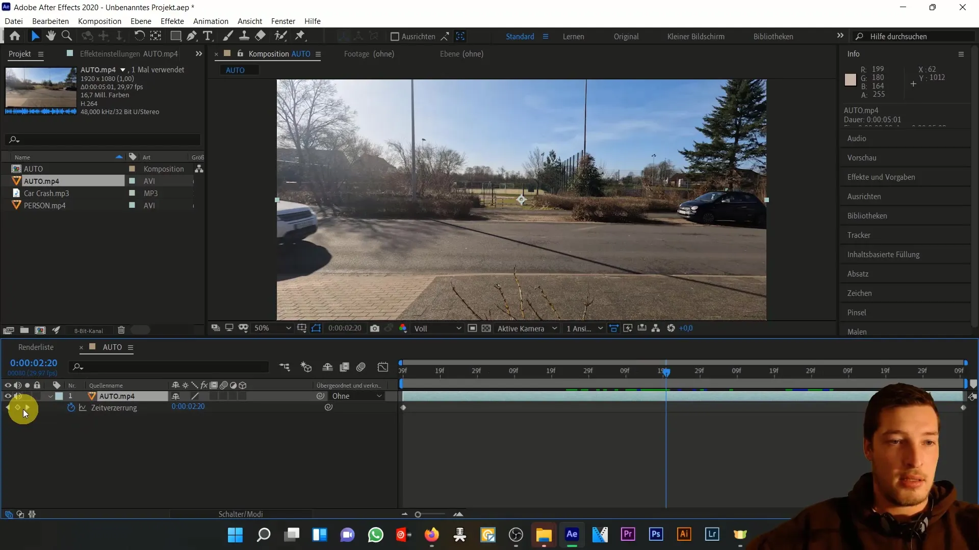 Autounfall simulieren in After Effects – Zeitverzerrung verstehen