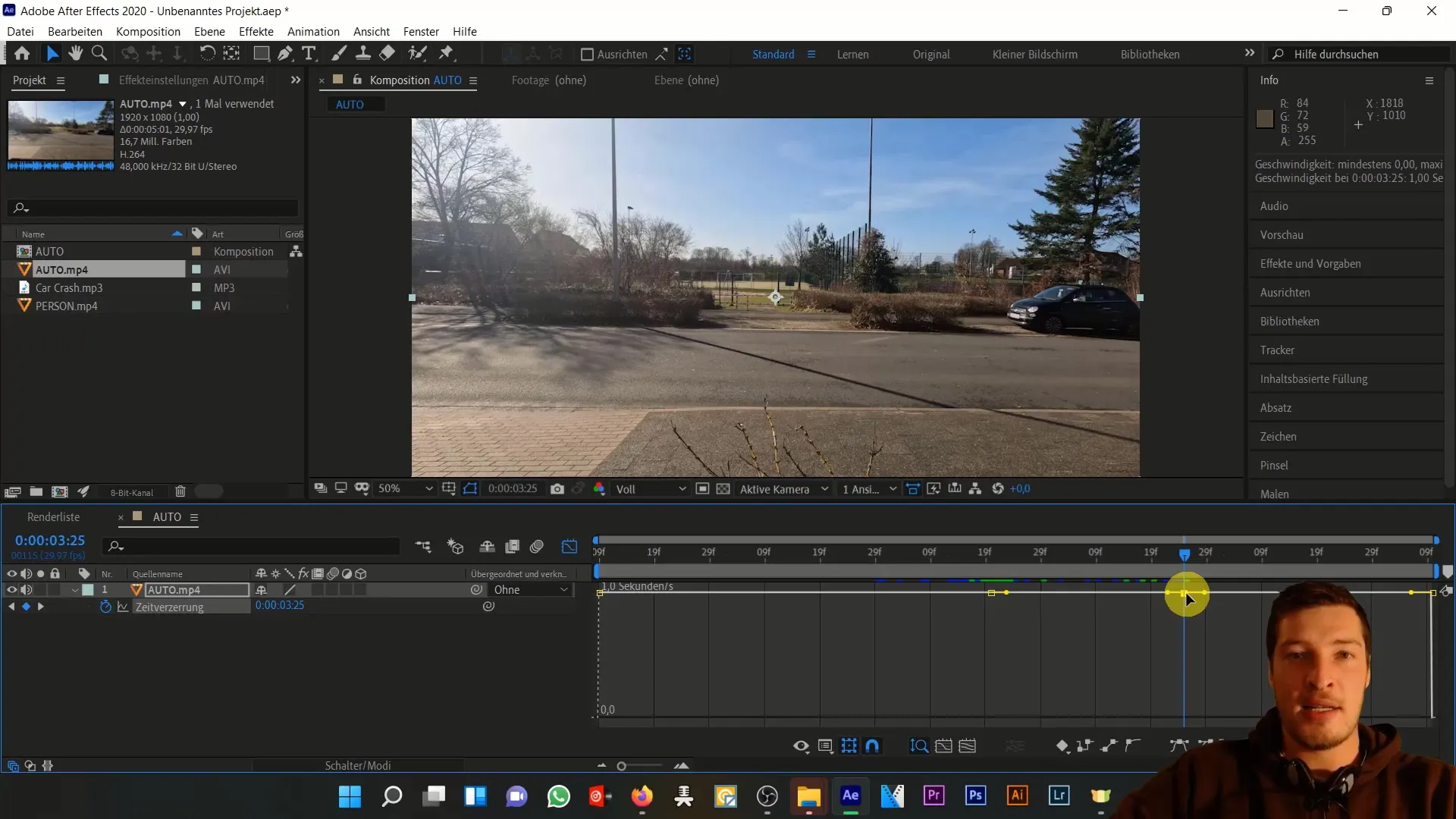 Autounfall simulieren in After Effects – Zeitverzerrung verstehen