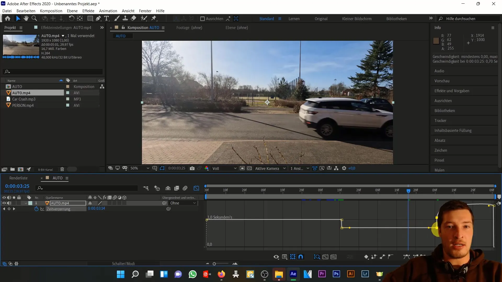 Autounfall simulieren in After Effects – Zeitverzerrung verstehen