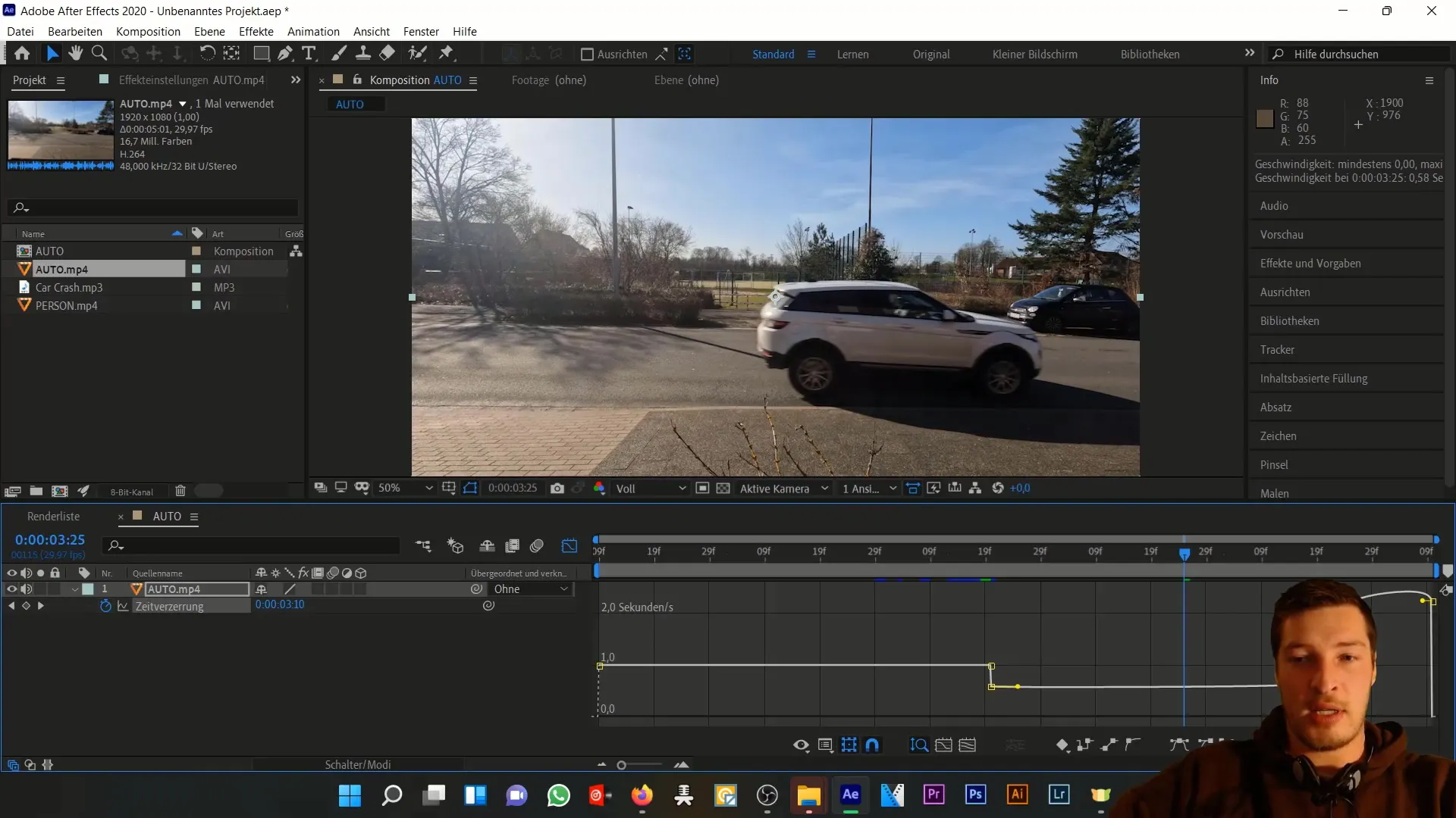 Autounfall simulieren in After Effects – Zeitverzerrung verstehen