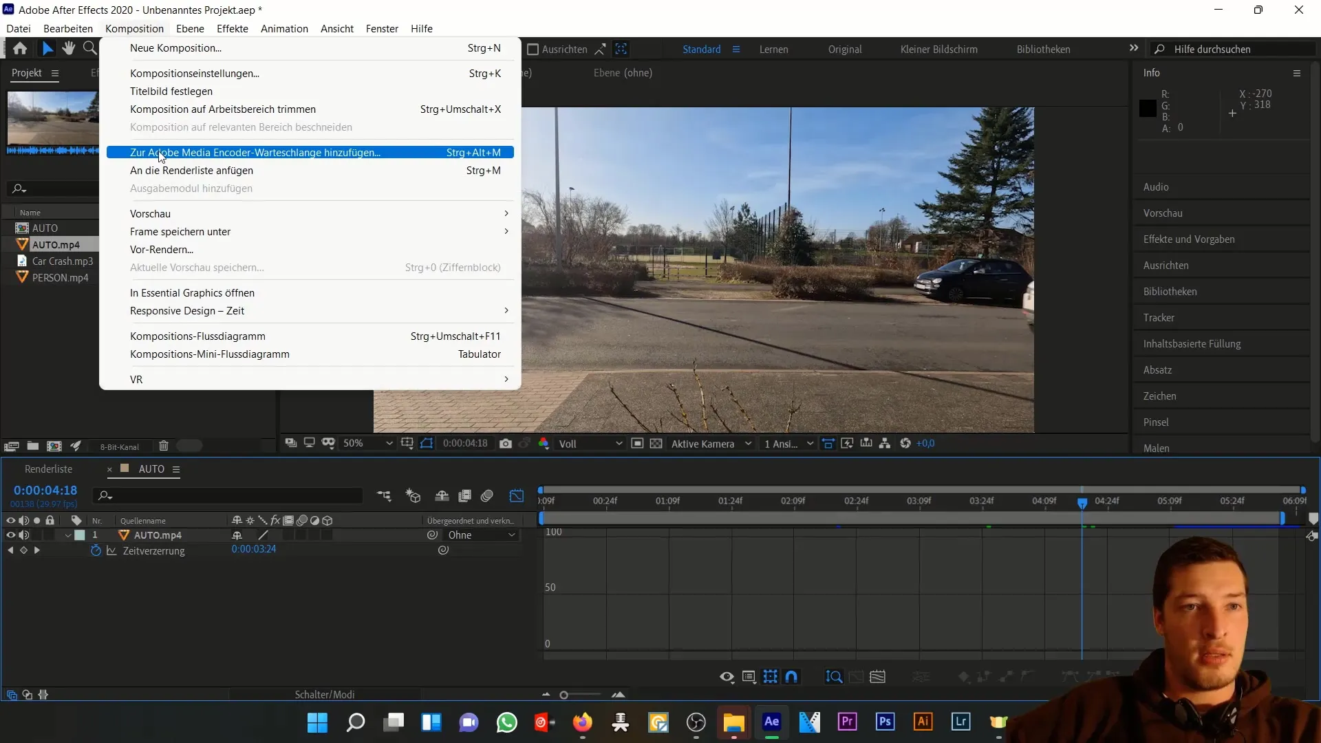 Autounfall simulieren in After Effects – Zeitverzerrung verstehen