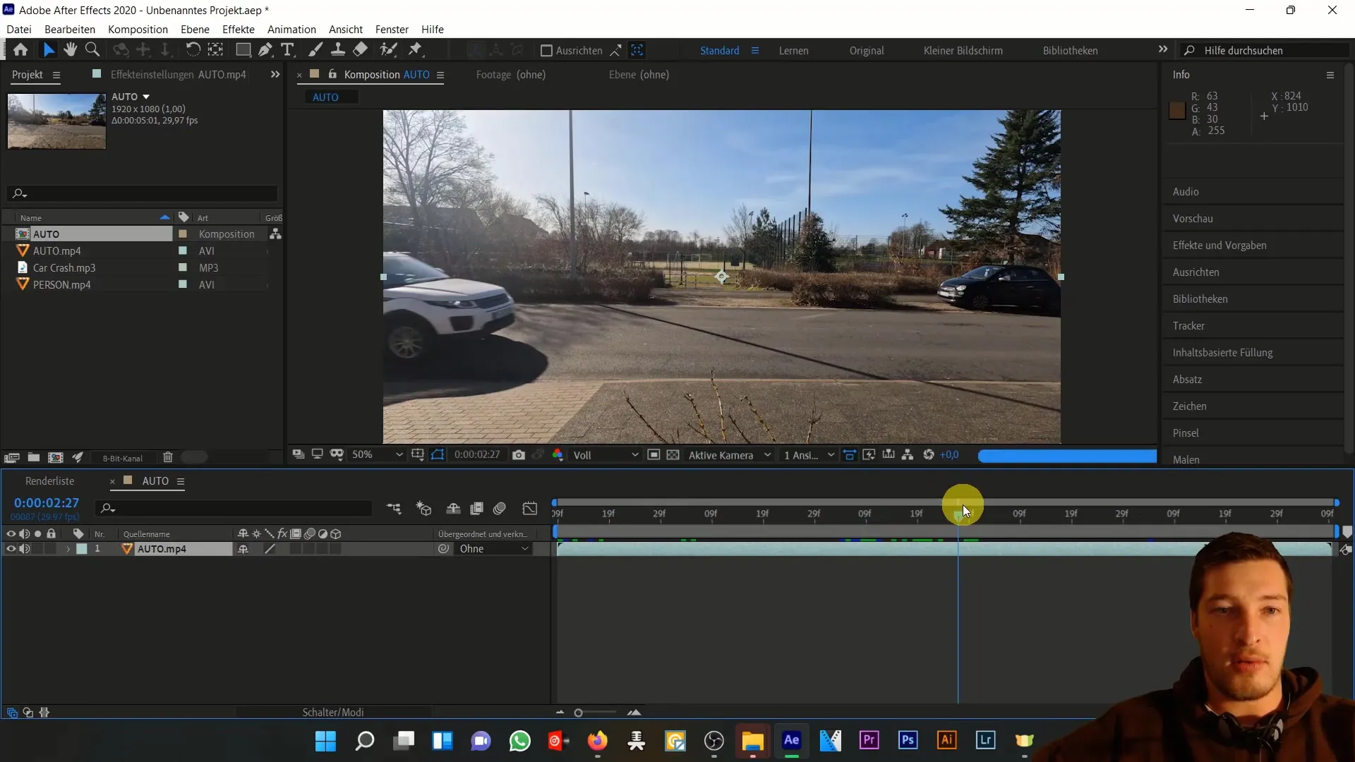 Autounfall simulieren in After Effects – Zeitverzerrung verstehen