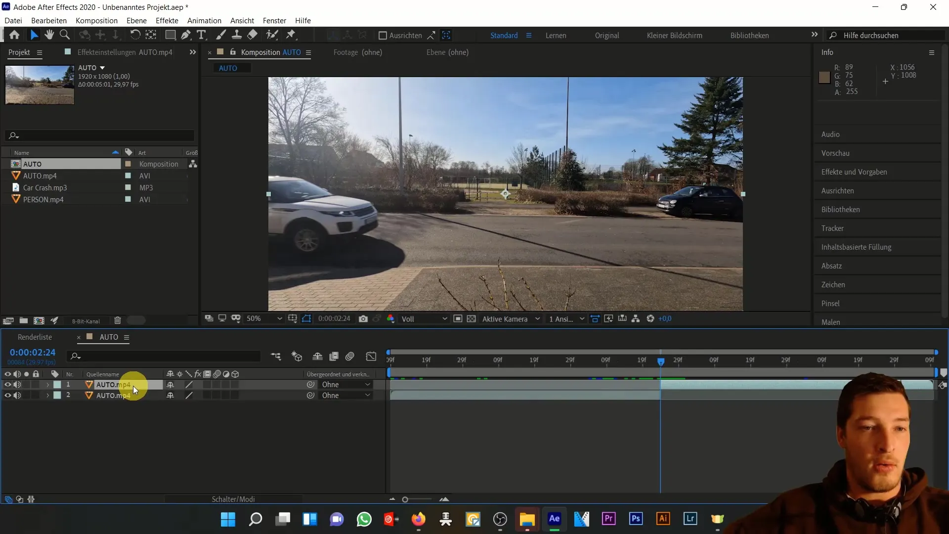 Autounfall simulieren in After Effects – Zeitverzerrung verstehen