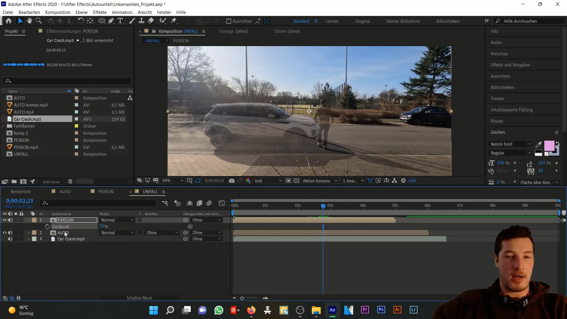 Simuliere einen Autounfall mit After Effects – Schritt-für-Schritt-Anleitung zur Ebenenabstimmung