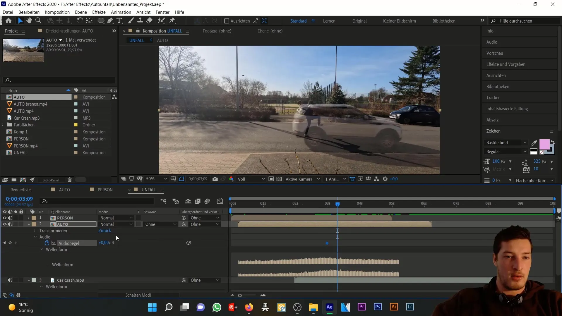Simuliere einen Autounfall mit After Effects – Schritt-für-Schritt-Anleitung zur Ebenenabstimmung