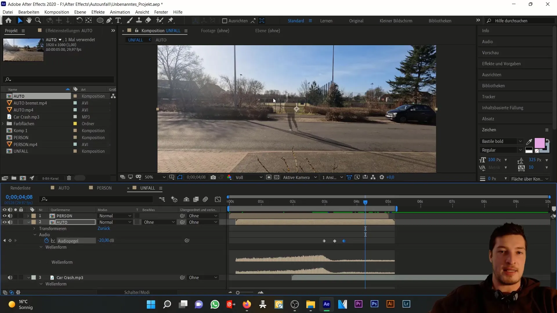 Simuliere einen Autounfall mit After Effects – Schritt-für-Schritt-Anleitung zur Ebenenabstimmung