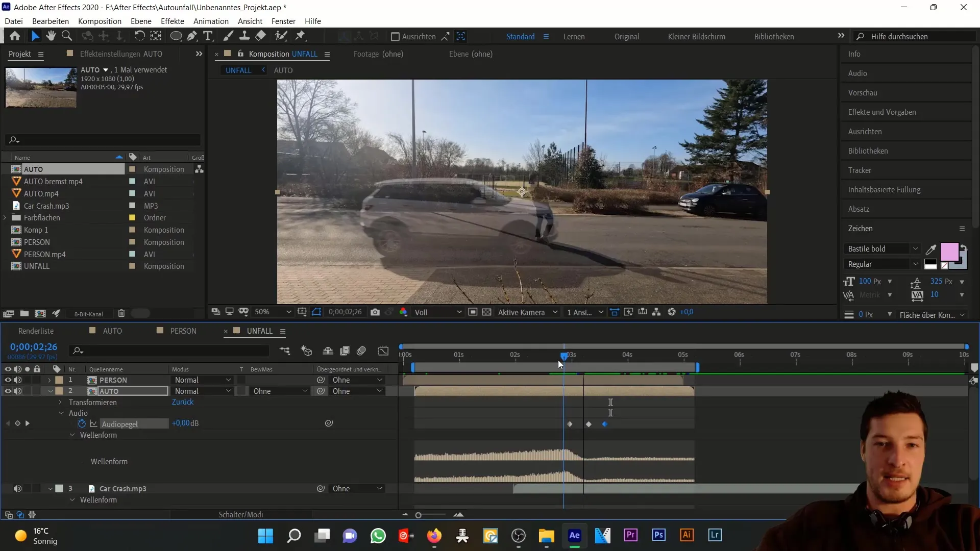 Simuliere einen Autounfall mit After Effects – Schritt-für-Schritt-Anleitung zur Ebenenabstimmung