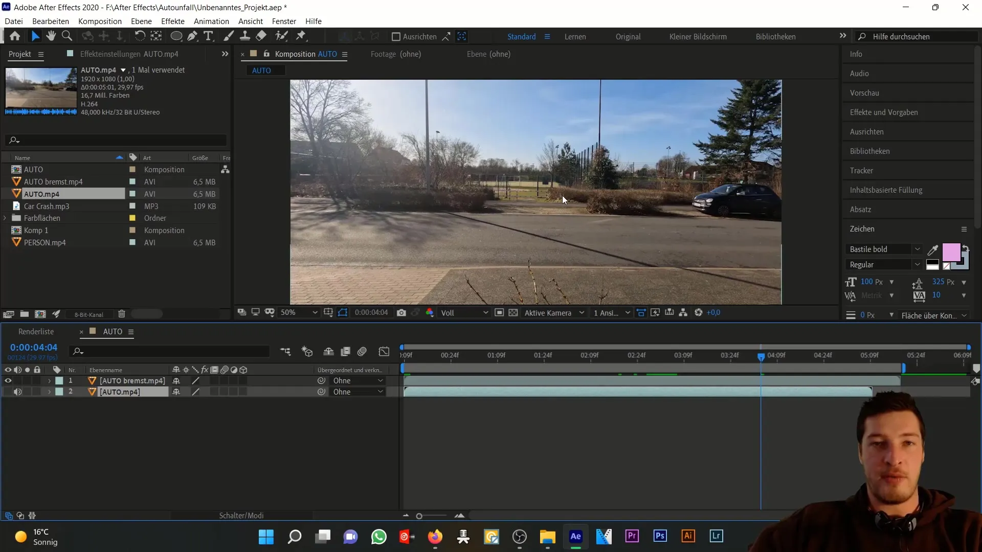 Simuliere einen Autounfall mit After Effects – Schritt-für-Schritt-Anleitung zur Ebenenabstimmung