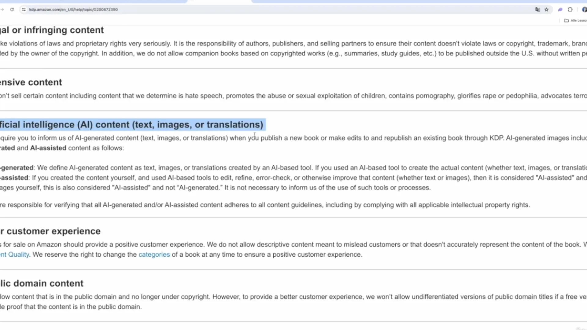 &iquest;Es permitido utilizar contenido de IA en Amazon KDP?