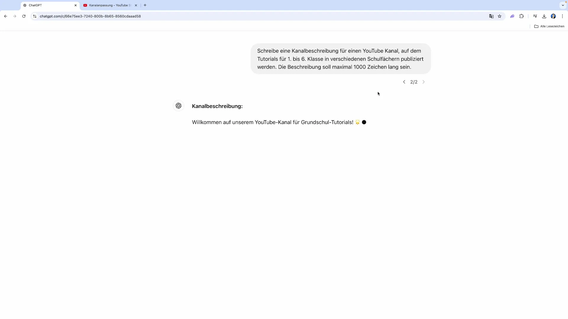 Crearea unei descrieri pentru canalul de YouTube cu ChatGPT, simplificată