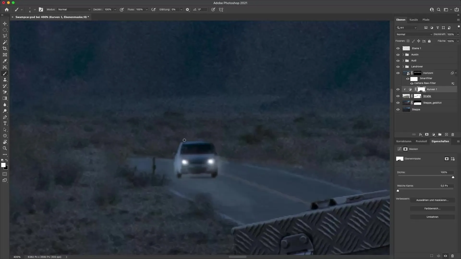 Menambahkan aksen cahaya dramatis di Photoshop