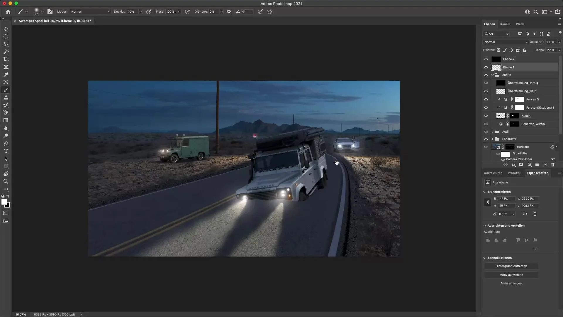 Menerapkan aksen cahaya dramatis di Photoshop