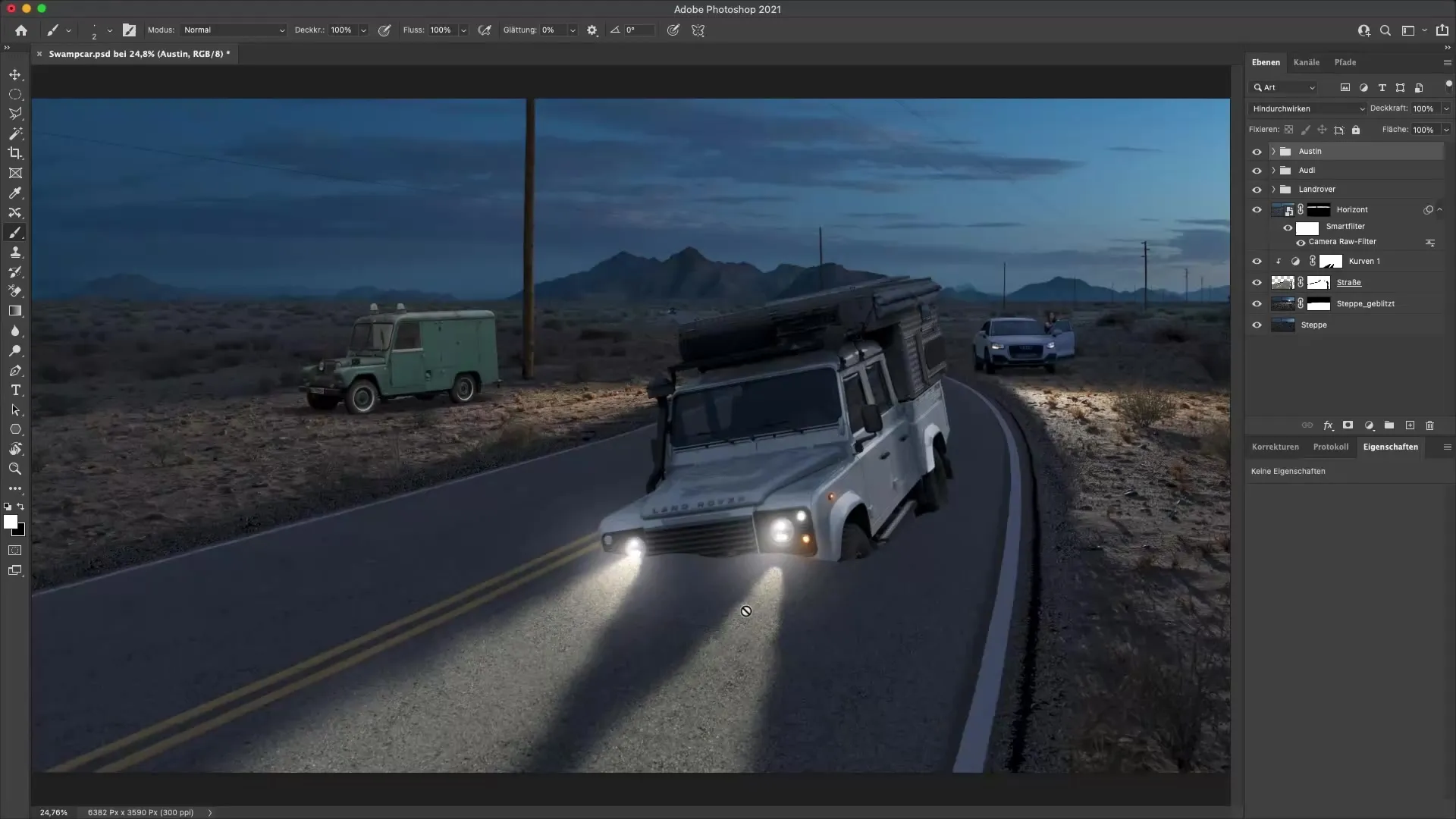 Membuat aksen cahaya dramatis di Photoshop