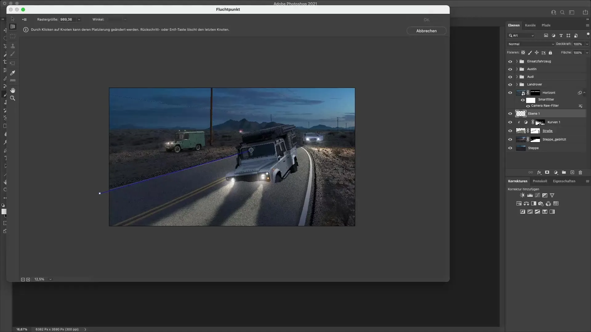 Sesuaikan perspektif gelombang aspal di Photoshop