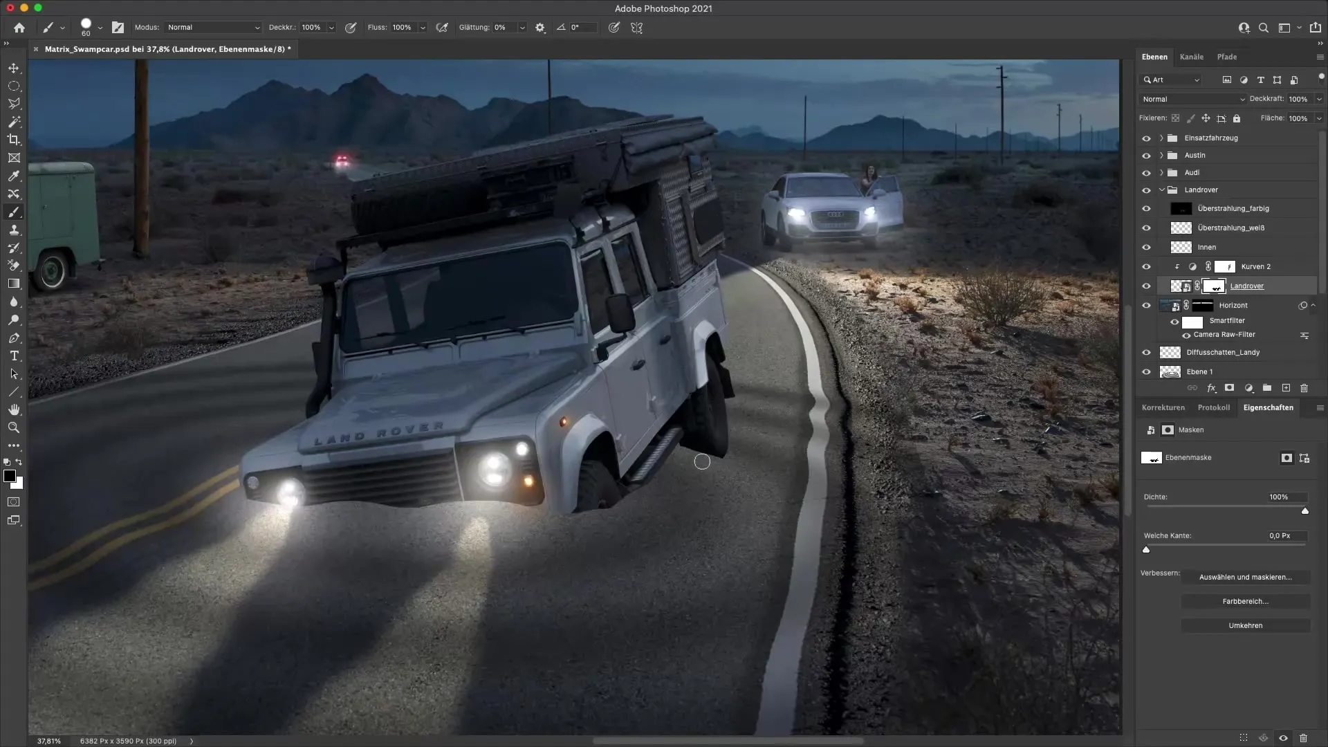 Membuat bayangan di bawah Land Rover dalam Photoshop