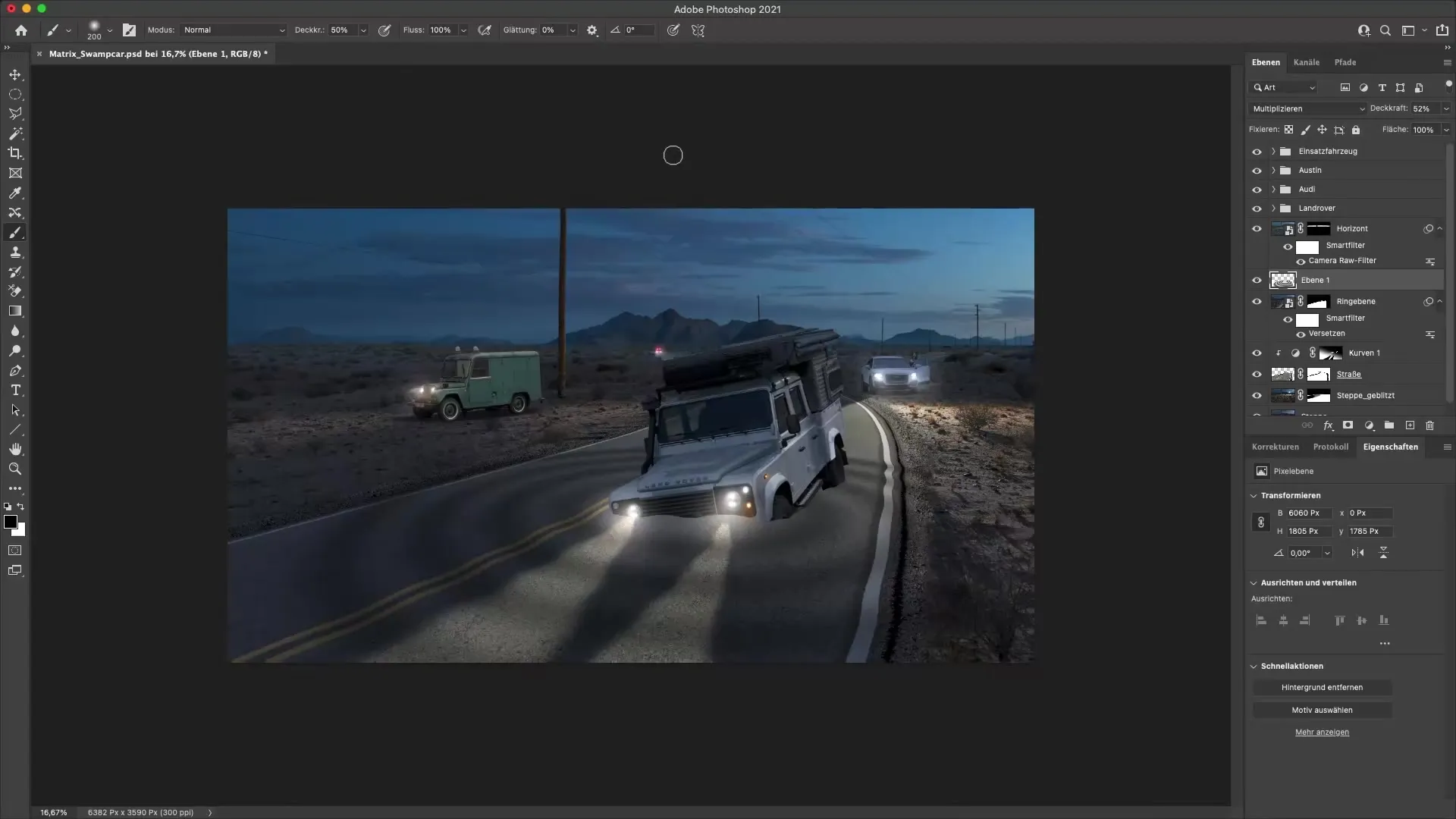 Membuat bayangan di bawah Land Rover dalam Photoshop