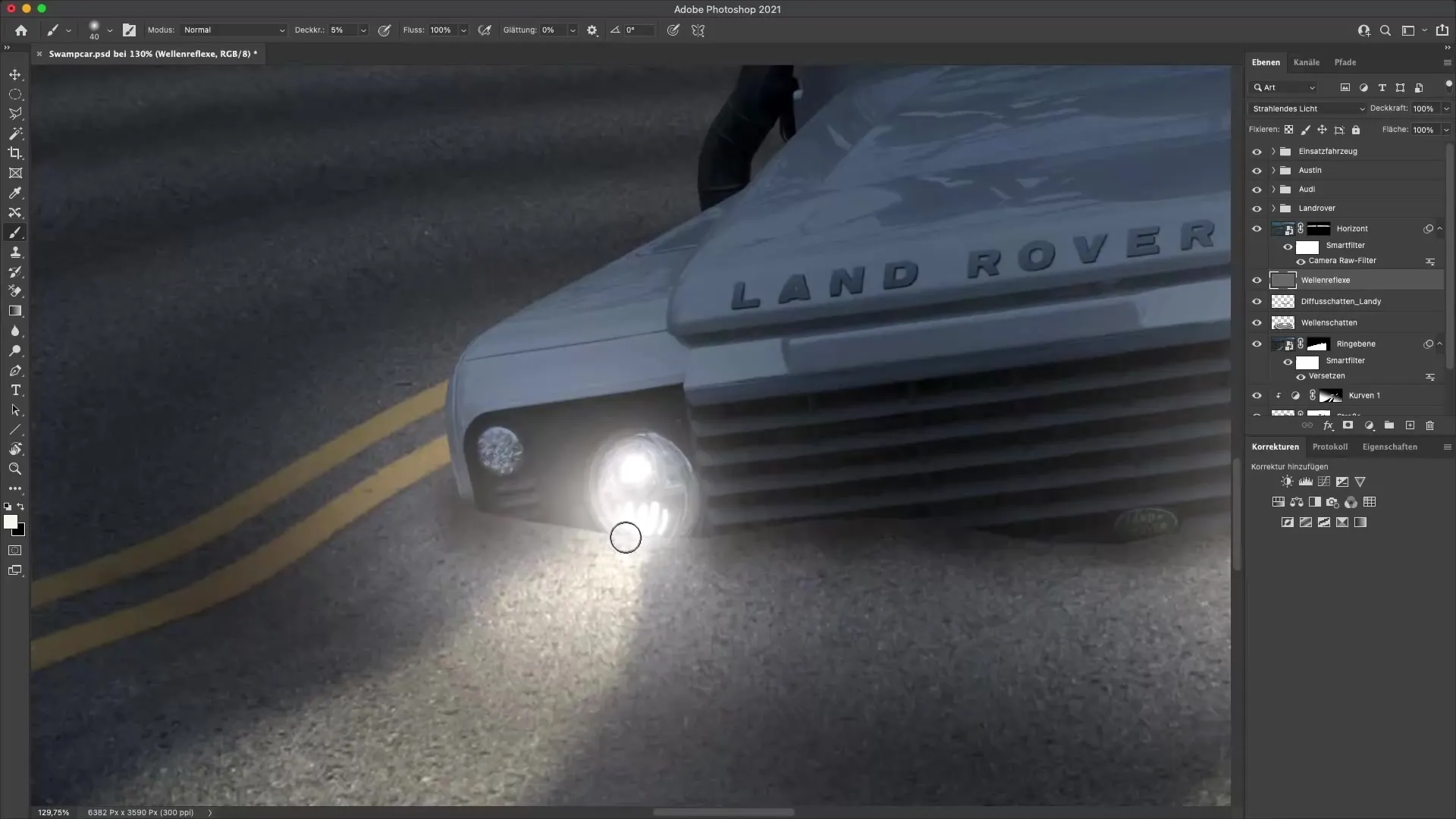 Melukis refleksi cahaya pada gelombang di Photoshop dengan benar