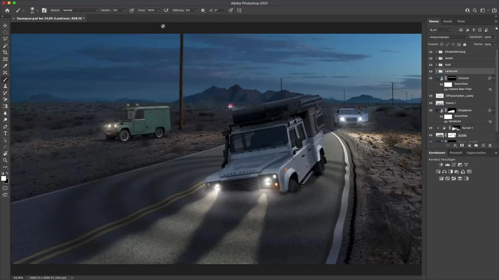 Pantulan cahaya pada gelombang di Photoshop dengan benar
