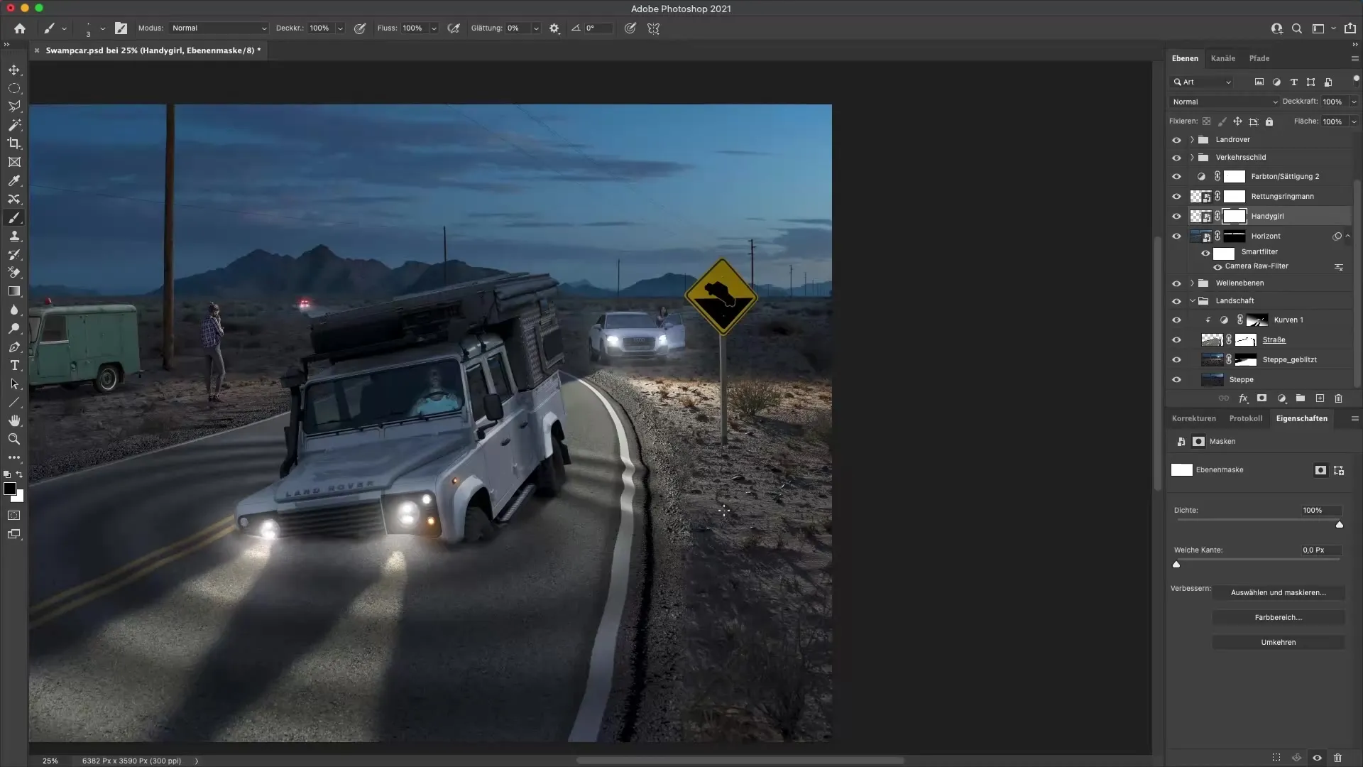 Postavitev statistov v Photoshopu za filmski videz