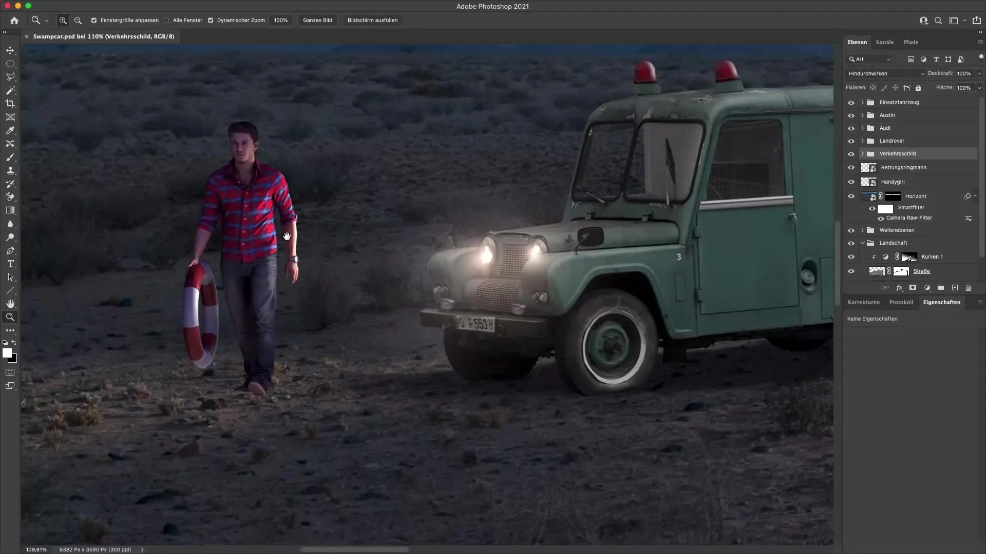 Postavitev statistov v Photoshopu za cinematičen videz