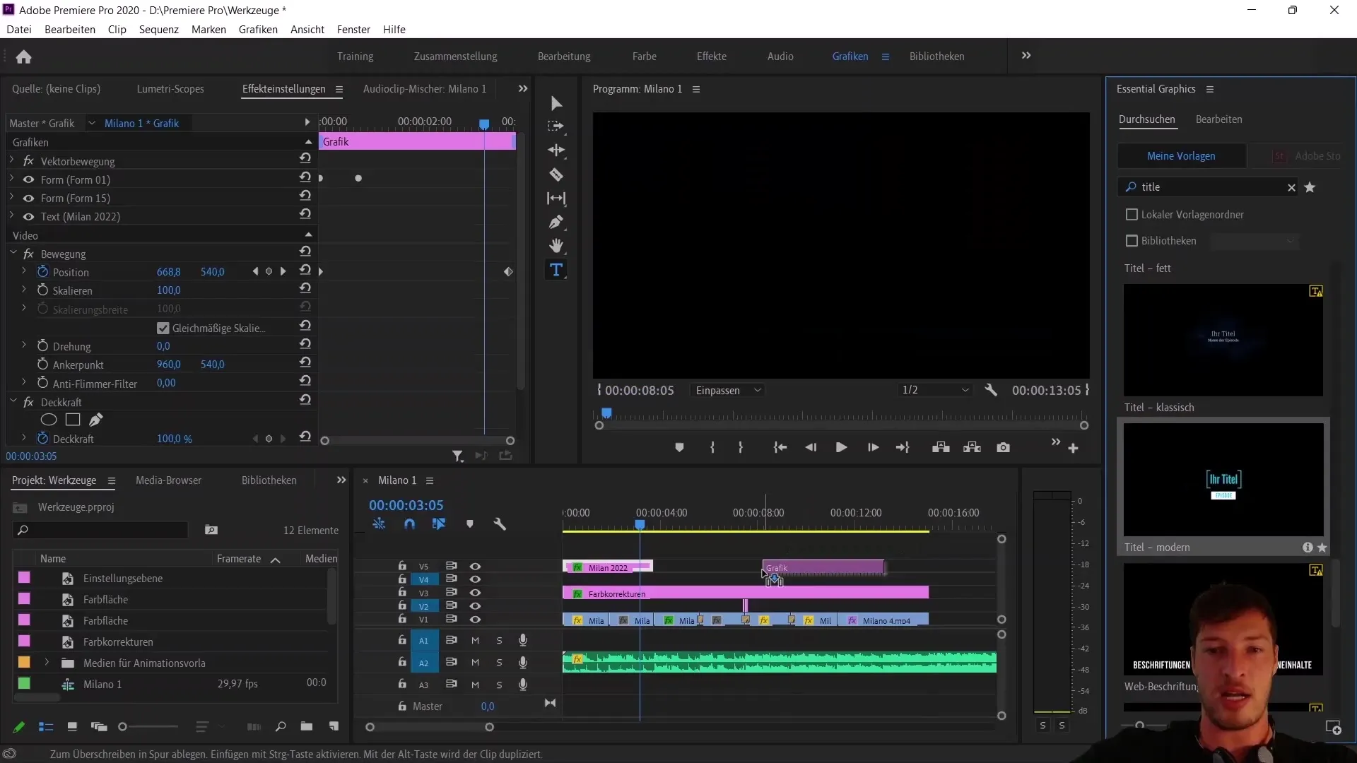 Opret og eksporter en animations skabelon i Adobe Premiere Pro CC