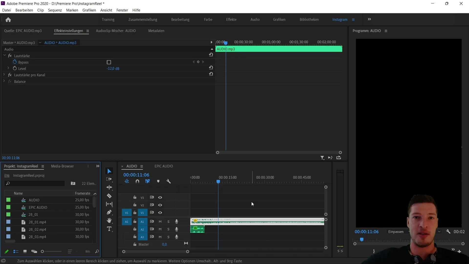 Optimal workspace for vertical videos in Adobe Premiere Pro CC