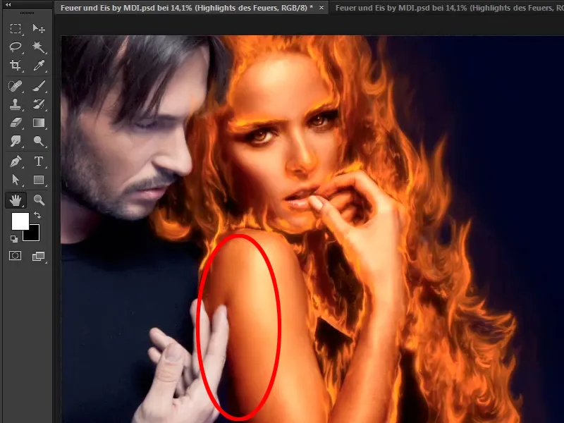 Photoshop composing - Fire and ice - Part 06: Sparks and frost