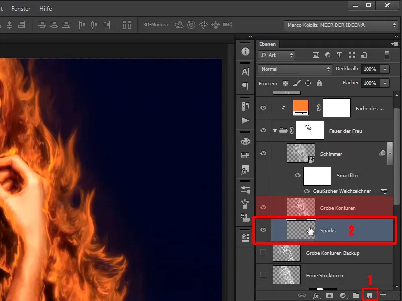 Photoshop composing - Fire and ice - Part 06: Sparks and frost
