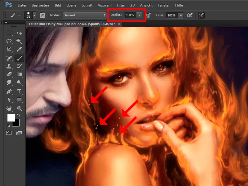 Photoshop composing - Fire and ice - Part 06: Sparks and frost