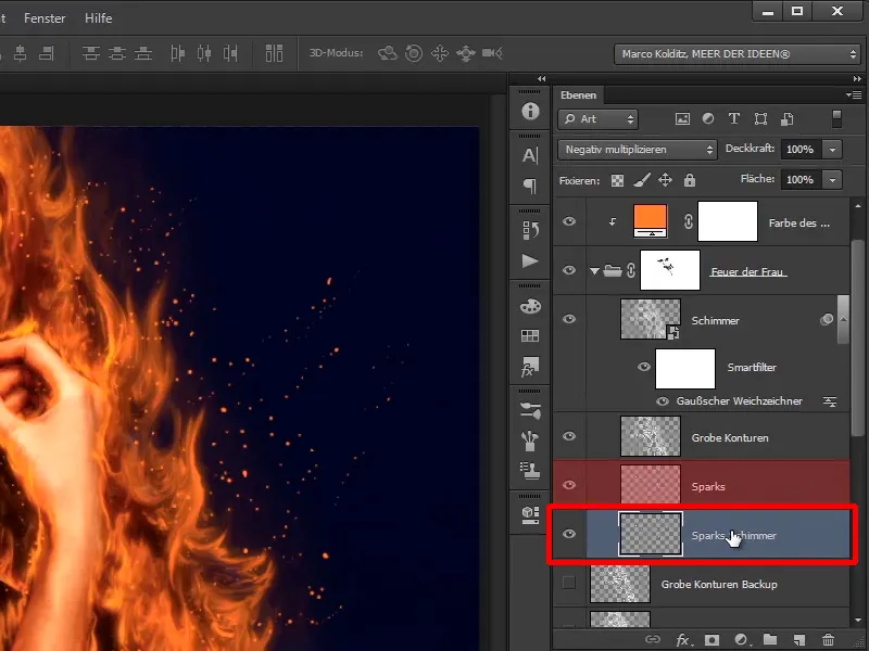 Photoshop composing - Fire and ice - Part 06: Sparks and frost
