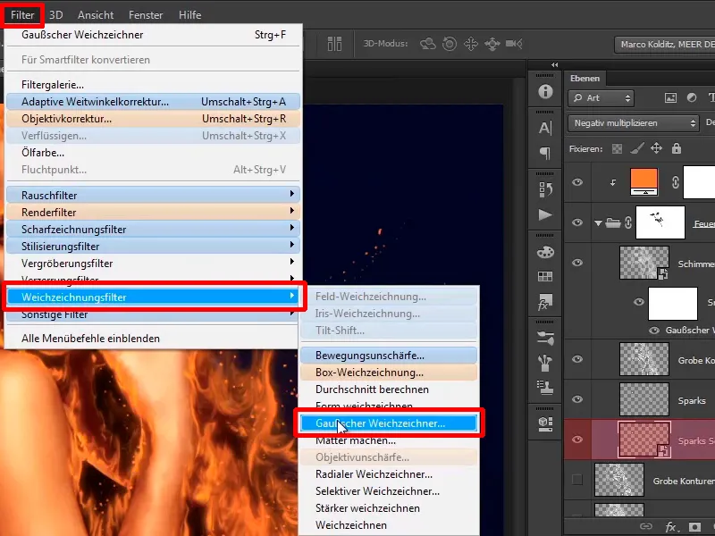Photoshop composing - Fire and ice - Part 06: Sparks and frost