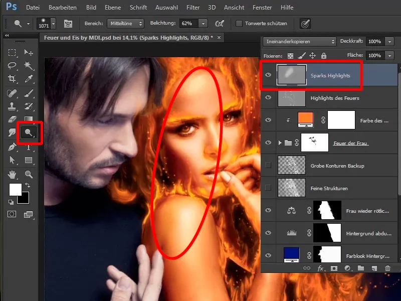 Photoshop composing - Fire and ice - Part 06: Sparks and frost